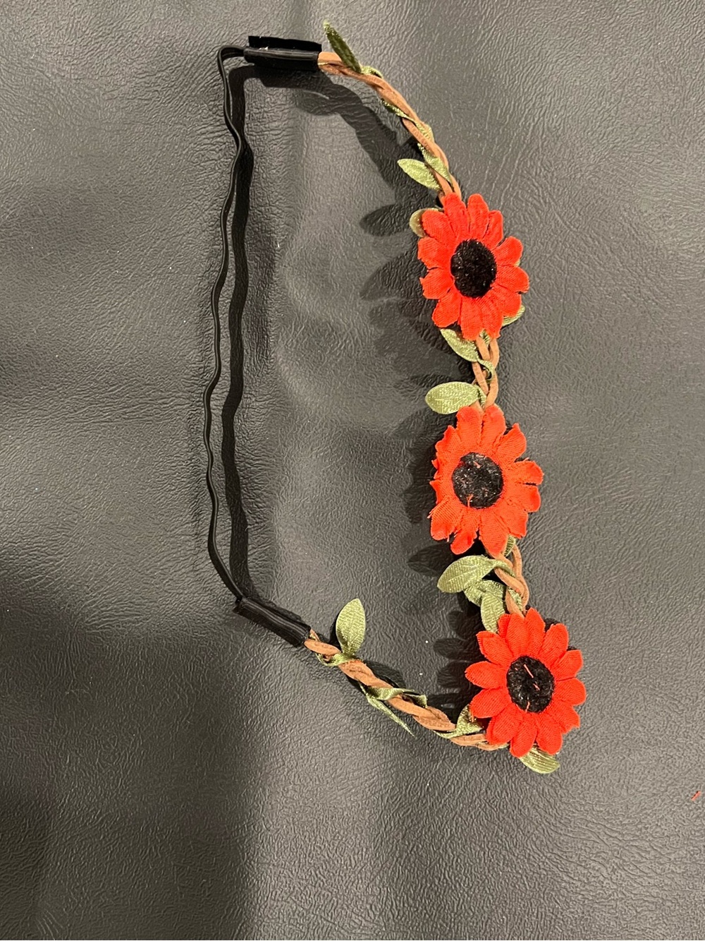 Women’s Red Floral Sunflower Braided Headband